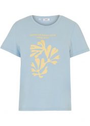 T-shirt z nadrukiem. Białe t-shirty damskie bonprix, bez wzorów, bez kołnierzyka. Za 37.99 zł.