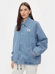 Calvin Klein Jeans Kurtka jeansowa Skater J20J223258 Niebieski Relaxed Fit. Niebieskie kurtki damskie Calvin Klein Jeans, l, bez wzorów, z bawełny, bez kaptura. Za 1,199.00 zł.