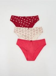 Majtki typu figi 3 pack - czerwony. Czerwone figi damskie Reserved, l, bez wzorów. Za 49.99 zł.