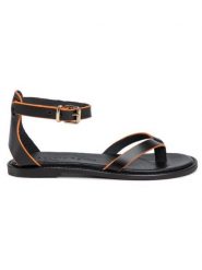 Sergio Bardi Sandały SB-50-09-000469 Czarny. Czarne sandały damskie Sergio Bardi, bez wzorów, ze skóry, bez obcasa, na płaskiej podeszwie, bez zapięcia. Za 119.99 zł.