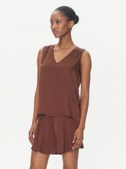ViCOLO Bluzka TD0765 Brązowy Regular Fit. Brązowe bluzki damskie ViCOLO, s, bez wzorów, z syntetyku, bez kołnierzyka, bez ramiączek. Za 139.99 zł.
