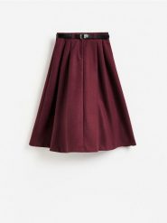 Spódnica midi z wełną - burgundowy. Czerwone spódnice damskie Reserved, l, bez wzorów, z tkaniny, midi, rozkloszowane. Za 179.99 zł.