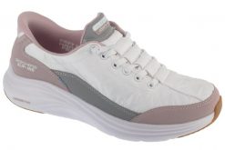 Buty sportowe Sneakersy damskie, Slip-ins: Contour Foam - Cozy Fit. Białe obuwie sportowe damskie Skechers, bez wzorów, z materiału, trekkingowe. Za 369.99 zł.