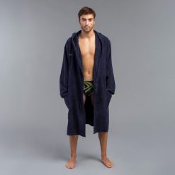 Szlafrok do waterpolo męski Watko 900 z bawełny. Niebieskie szlafroki męskie NABAIJI, m, bez wzorów, z bawełny, bez ramiączek, bez kaptura. Za 179.99 zł.