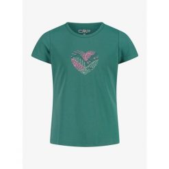 Koszulka dziewczęca CMP Rave G T-Shirt. Zielone bluzki dla dziewczynek CMP, bez wzorów, bez kołnierzyka, bez ramiączek. Za 53.99 zł.