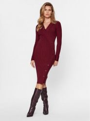 Guess Sukienka dzianinowa Cecile W3BK39 Z2V42 Bordowy Slim Fit. Czerwone sukienki damskie Guess, m, z aplikacjami, z dzianiny, bez kołnierzyka, bez ramiączek. Za 619.99 zł.