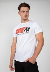 Classic Koszulka - Biały. Białe koszulki sportowe męskie GORILLA WEAR, m, bez wzorów, z bawełny, bez kołnierzyka, bez ramiączek, na fitness i siłownię. Za 163.00 zł.