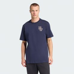 Koszulka Real Madrid Heritage Heavy Cotton. Niebieskie koszulki sportowe męskie Adidas, bez wzorów, bez kołnierzyka, bez ramiączek, do piłki nożnej. Za 179.00 zł.