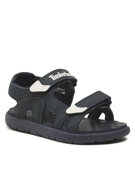 Timberland Sandały Perkins Row 2-Strap TB0A5N4B0191 Granatowy. Niebieskie sandały chłopięce Timberland, ze skóry, bez zapięcia. Za 219.99 zł.