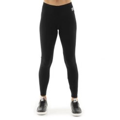 Legginsy z bawełna na co dzień na siłownię. Czarne legginsy damskie LEONE 1947 APPAREL, bez wzorów, z bawełny, na fitness i siłownię. W wyprzedaży za 82.10 zł.
