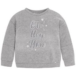 Bluza w kolorze szarym. Szare bluzy dla dziewczynek Mayoral, Keen, bez wzorów, bez ramiączek, bez kaptura. W wyprzedaży za 74.95 zł.