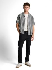 Tom Tailor Denim koszula z krótkim rękawem z lnu Mężczyźni Comfort Fit Bawełna szary, XXL. Szare koszule męskie Tom Tailor Denim, na lato, m, bez wzorów, z bawełny, bez kołnierzyka, bez ramiączek. Za 169.95 zł.