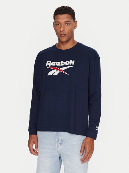 Reebok Longsleeve RK25155CCM Granatowy Regular Fit. Niebieskie bluzki z długim rękawem męskie Reebok, m, bez wzorów, z bawełny, bez kołnierzyka. Za 72.99 zł.