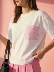 Koszulka z bawełną z krótkim rękawem - różowy. Czerwone t-shirty damskie Sinsay, l, bez wzorów, z bawełny, bez kołnierzyka. Za 25.99 zł.