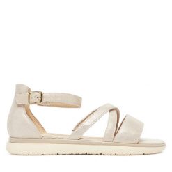 Sandały Tamaris. Czerwone sandały damskie Tamaris, bez wzorów, bez obcasa, na słupku, bez zapięcia. Za 299.99 zł.