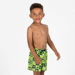 Spodenki surfingowe dla dzieci Olaian 100 Surfallday. Żółte szorty dla chłopców OLAIAN, bez wzorów, z materiału, sportowe. Za 29.99 zł.