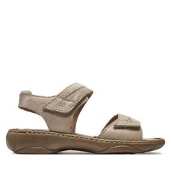 Sandały Josef Seibel. Brązowe sandały damskie Josef Seibel, bez wzorów, bez obcasa, na płaskiej podeszwie, bez zapięcia. Za 259.99 zł.