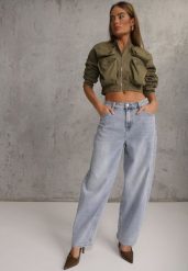 Niebieskie Jeansy Typu Loose z Bawełną High Waist Maeriala. Niebieskie jeansy damskie Renee, z podwyższonym stanem. Za 109.99 zł.