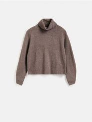 Wełniany sweter - brązowy. Brązowe swetry damskie Reserved, l, bez wzorów, z wełny, bez kołnierzyka, bez ramiączek, bez kaptura. Za 199.99 zł.