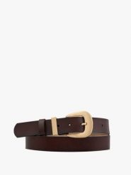 Brązowy pasek damski. Brązowe paski damskie Ryłko, bez wzorów, ze skóry, eleganckie. Za 129.99 zł.