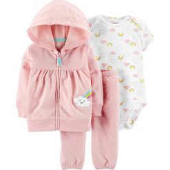 3-częściowy zestaw w kolorze jasnoróżowo-białym. Bluzy dla niemowląt marki Carter´s. W wyprzedaży za 59.95 zł.