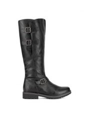 Remonte Kozaki R6590-01 Czarny. Czarne kozaki damskie Remonte, z materiału, bez obcasa, na płaskiej podeszwie. Za 415.00 zł.