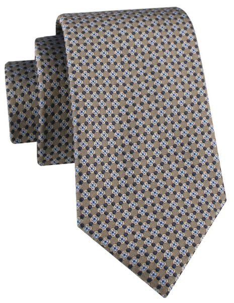 Krawat Męski - Beżowo-Niebieski Drobny Wzór - Alties. Niebieskie krawaty i muchy Alties, bez wzorów, z tkaniny, eleganckie. Za 55.00 zł.