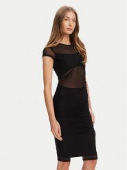 Guess Sukienka koktajlowa W5YK66 KBAH2 Czarny Regular Fit. Czarne sukienki damskie Guess, s, z aplikacjami, z syntetyku, wizytowe, bez kołnierzyka, bez ramiączek. Za 399.99 zł.