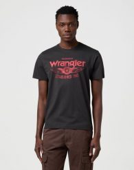 MESKA KOSZULKA WRANGLER AMERICANA TEE FADED BLACK 112371416. Czarne t-shirty męskie Wrangler, m, bez wzorów, bez kołnierzyka. Za 79.99 zł.
