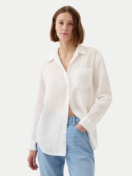 Gap Koszula 875983-03 Biały Relaxed Fit. Białe bluzki damskie GAP, l, bez wzorów, ze lnu, bez kołnierzyka, bez ramiączek. Za 269.99 zł.