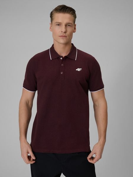4F Koszulka polo regular męska - czerwona M. Czerwone koszulki polo męskie 4f, m, bez wzorów, z dzianiny, biznesowe, bez ramiączek. Za 119.99 zł.