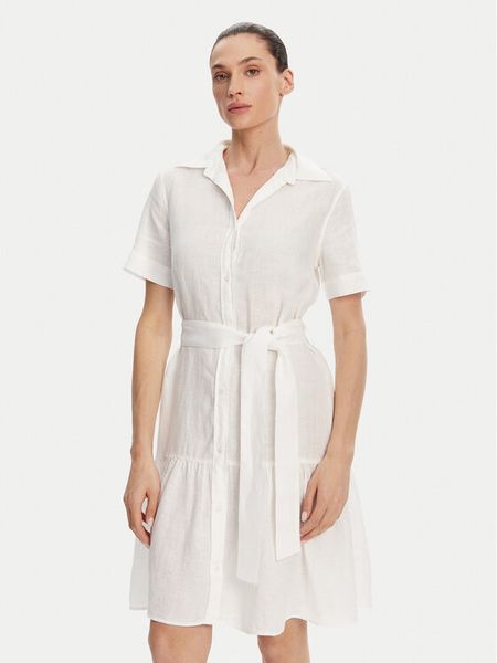 Gant Sukienka koszulowa 4503434 Biały Regular Fit. Białe sukienki damskie GANT, bez wzorów, ze lnu, bez kołnierzyka, bez ramiączek, koszulowe. Za 489.99 zł.