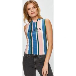 Guess Jeans - Top. Szare topy damskie Guess Jeans, z bawełny, bez rękawów. W wyprzedaży za 179.90 zł.