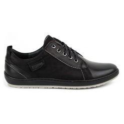 Kampol Buty męskie casual skórzane 61KAM czarne. Czarne półbuty na co dzień męskie casualowe, bez zapięcia. Za 367.89 zł.