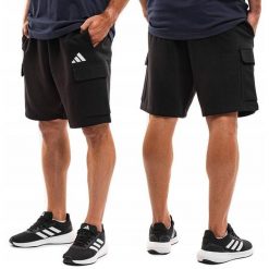 Spodenki treningowe męskie cargo adidas Essentials. Czarne szorty męskie Adidas, m, bez wzorów. Za 143.00 zł.