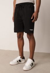 Czarne Dresowe Szorty Sportowe z Bawełną i Kieszeniami na Suwak Rharanin. Czarne krótkie spodenki sportowe męskie Born2be, l, bez wzorów, z bawełny, na fitness i siłownię. Za 69.99 zł.