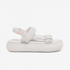Sandały Puma Mayu Summer jasnoszare skóra naturalna. Szare sandały damskie Puma, bez wzorów, z materiału, bez obcasa, na platformie, bez zapięcia. Za 232.60 zł.
