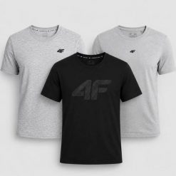 KOMPLET KOSZULEK MĘSKICH 4F T-SHIRT ZESTAW 3PAK. T-shirty męskie 4f, m, bez wzorów, z bawełny, sportowe, bez kołnierzyka. Za 181.98 zł.