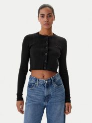 Tommy Jeans Kardigan DW0DW22023 Czarny Slim Fit. Czarne swetry damskie Tommy Jeans, xs, bez wzorów, z jeansu, bez kołnierzyka, bez ramiączek, bez kaptura. Za 369.99 zł.