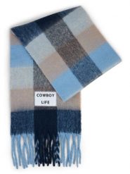 Verb To Do Damski tkany szalik Kobiety Sztuczne włókno niebieski|brązowy w kratkę, ONE SIZE. Brązowe szaliki i chusty damskie Verb To Do, na zimę, z aplikacjami, z włókna. Za 249.95 zł.