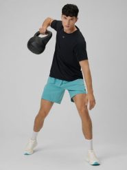 4F Spodenki treningowe szybkoschnące męskie - niebieskie 3XL. Niebieskie krótkie spodenki sportowe męskie 4f, l, bez wzorów, ze skóry. Za 99.99 zł.