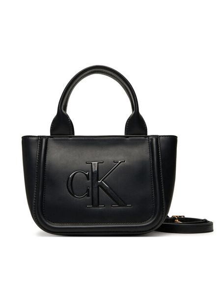 Calvin Klein Torebka Bold Ck Small Tote With Strap LV04F3219G Czarny. Czarne torebki do ręki damskie Calvin Klein, bez wzorów, ze skóry, bez dodatków. Za 319.99 zł.