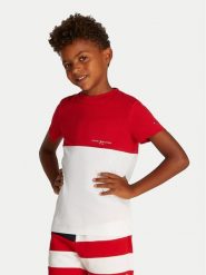 Tommy Hilfiger T-Shirt KB0KB09617 Czerwony Regular Fit. Czerwone t-shirty dla chłopców Tommy Hilfiger, bez wzorów, z bawełny, bez ramiączek. Za 99.99 zł.