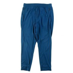 Second life - Spodnie dresowe męskie Adidas ID Guru niebieskie - Jak nowy. Niebieskie spodnie sportowe męskie Adidas, m, bez wzorów, z dresówki, do biegania. Za 106.46 zł.