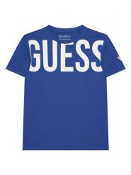 Guess T-Shirt L6GI26 J1314 Niebieski Regular Fit. Niebieskie t-shirty dla chłopców Guess, z aplikacjami, z bawełny, bez ramiączek. Za 94.99 zł.