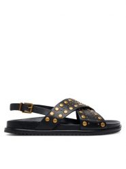 TWINSET Sandały 251TGT070 Czarny. Czarne sandały damskie Twinset, bez wzorów, ze skóry, bez obcasa, na płaskiej podeszwie, bez zapięcia. Za 689.99 zł.