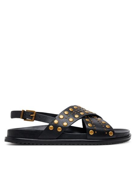 TWINSET Sandały 251TGT070 Czarny. Czarne sandały damskie Twinset, bez wzorów, ze skóry, bez obcasa, na płaskiej podeszwie, bez zapięcia. Za 689.99 zł.