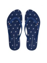 Tommy Hilfiger Japonki Repeat Logo Platform FW0FW09199 Granatowy. Niebieskie klapki damskie Tommy Hilfiger, bez wzorów, z syntetyku, bez obcasa. Za 209.99 zł.