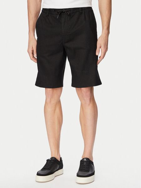 BOSS Szorty materiałowe 50559178 Czarny Regular Fit. Czarne szorty męskie Boss, m, bez wzorów, ze lnu. Za 354.99 zł.