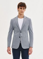 PAKO LORENTE - Niebieska marynarka z dzianiny. Niebieskie marynarki męskie Pako Lorente, bez wzorów, z bawełny, casualowe. Za 399.99 zł.